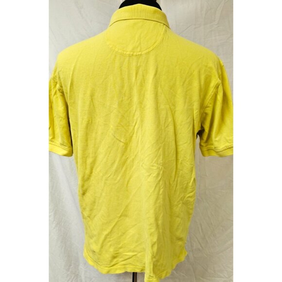 Izod Silk Wash Mens Large Yellow Short Sleeve Logo Golf Rugby Preppy Polo Shirt - Picture 8 of 11